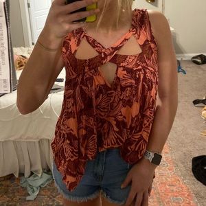 Free people Patterned Flowy Strappy Tank Top